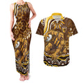 Personalized Hawthorn Hawks AFL Mascot Couples Matching Tank Maxi Dress and Hawaiian Shirt Aboriginal Dot Art - Dreamtime Football Mascot