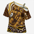 Personalized Hawthorn Hawks AFL Mascot Cross Shoulder Shirt Aboriginal Dot Art - Dreamtime Football Mascot