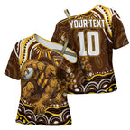 Personalized Hawthorn Hawks AFL Mascot Cross Shoulder Shirt Aboriginal Dot Art - Dreamtime Football Mascot