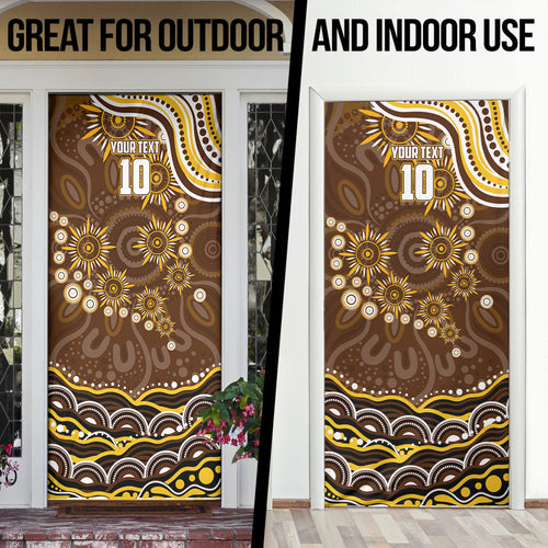 Personalized Hawthorn Hawks AFL Mascot Door Cover Aboriginal Dot Art - Dreamtime Football Mascot
