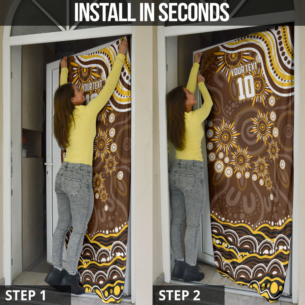 Personalized Hawthorn Hawks AFL Mascot Door Cover Aboriginal Dot Art - Dreamtime Football Mascot