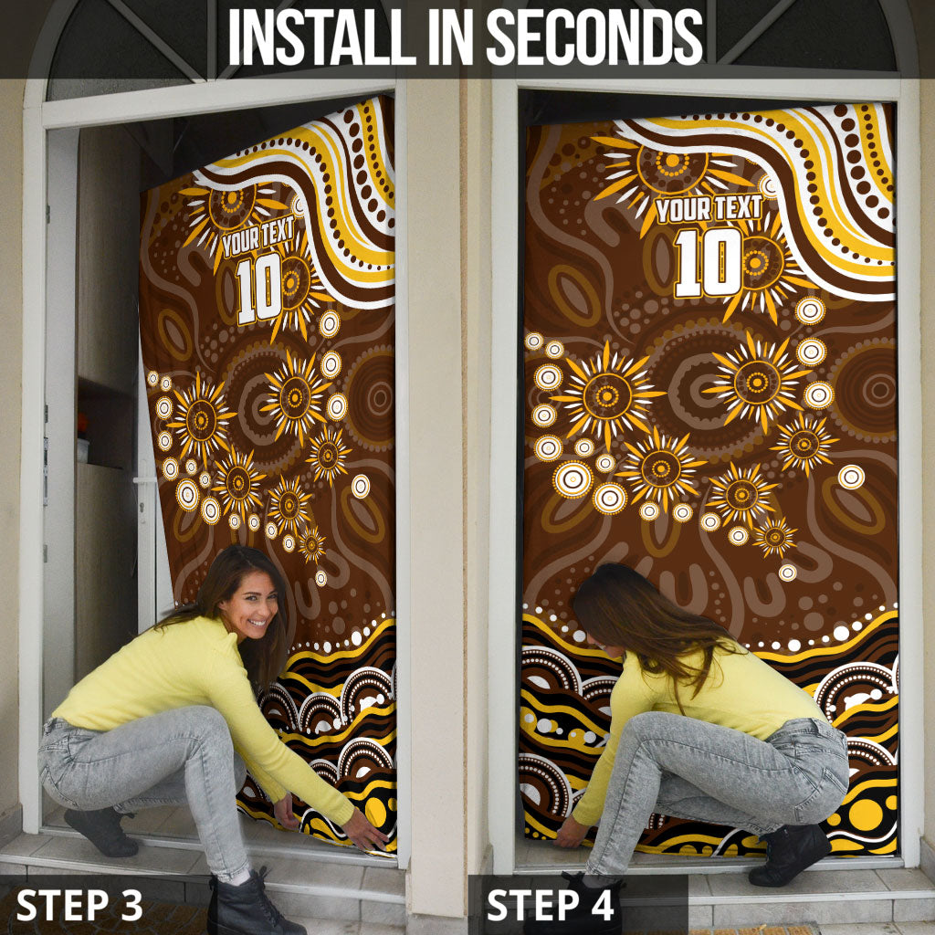 Personalized Hawthorn Hawks AFL Mascot Door Cover Aboriginal Dot Art - Dreamtime Football Mascot