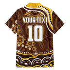 Personalized Hawthorn Hawks AFL Mascot Family Matching Mermaid Dress and Hawaiian Shirt Aboriginal Dot Art - Dreamtime Football Mascot