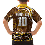 Personalized Hawthorn Hawks AFL Mascot Family Matching Short Sleeve Bodycon Dress and Hawaiian Shirt Aboriginal Dot Art - Dreamtime Football Mascot