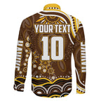 Personalized Hawthorn Hawks AFL Mascot Family Matching Short Sleeve Bodycon Dress and Hawaiian Shirt Aboriginal Dot Art - Dreamtime Football Mascot