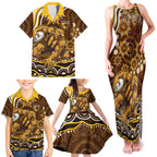 Personalized Hawthorn Hawks AFL Mascot Family Matching Tank Maxi Dress and Hawaiian Shirt Aboriginal Dot Art - Dreamtime Football Mascot