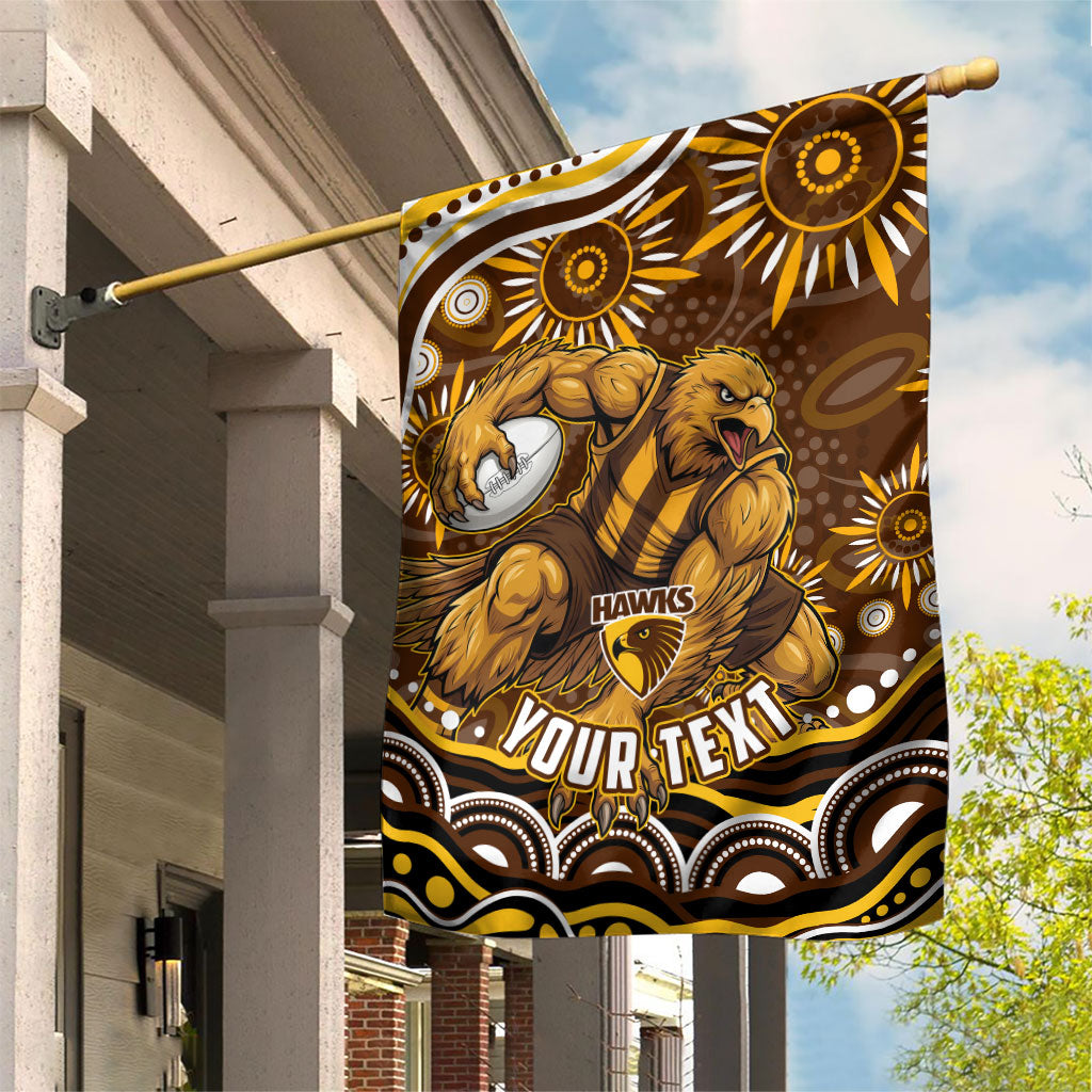 Personalized Hawthorn Hawks AFL Mascot Garden Flag Aboriginal Dot Art - Dreamtime Football Mascot