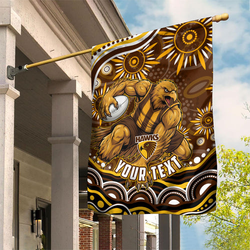 Personalized Hawthorn Hawks AFL Mascot Garden Flag Aboriginal Dot Art - Dreamtime Football Mascot
