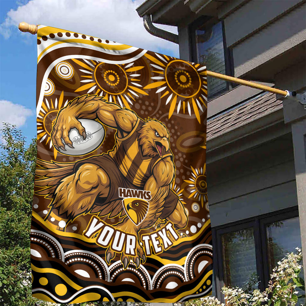 Personalized Hawthorn Hawks AFL Mascot Garden Flag Aboriginal Dot Art - Dreamtime Football Mascot