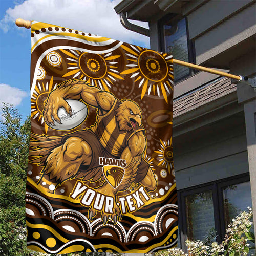 Personalized Hawthorn Hawks AFL Mascot Garden Flag Aboriginal Dot Art - Dreamtime Football Mascot