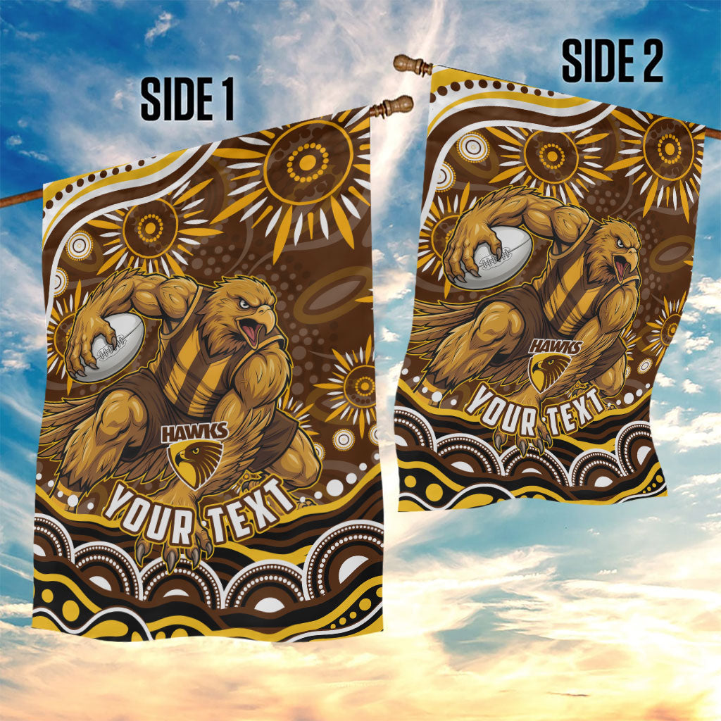 Personalized Hawthorn Hawks AFL Mascot Garden Flag Aboriginal Dot Art - Dreamtime Football Mascot