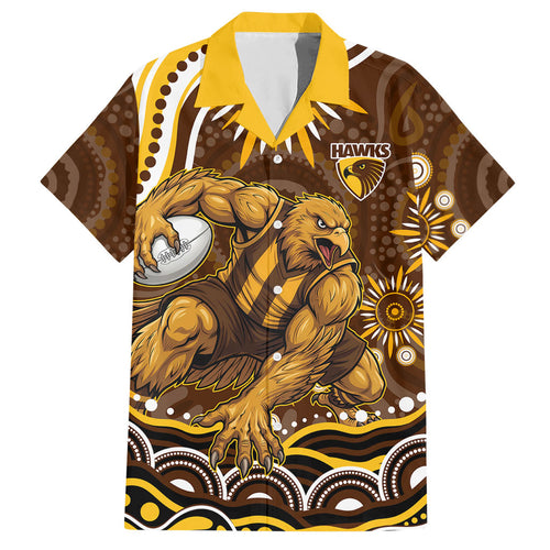 Personalized Hawthorn Hawks AFL Mascot Hawaiian Shirt Aboriginal Dot Art - Dreamtime Football Mascot