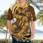 Personalized Hawthorn Hawks AFL Mascot Hawaiian Shirt Aboriginal Dot Art - Dreamtime Football Mascot