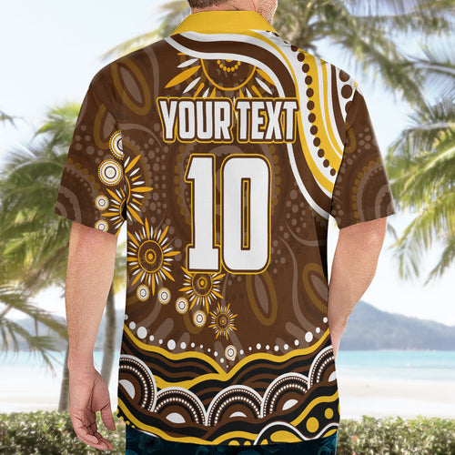 Personalized Hawthorn Hawks AFL Mascot Hawaiian Shirt Aboriginal Dot Art - Dreamtime Football Mascot