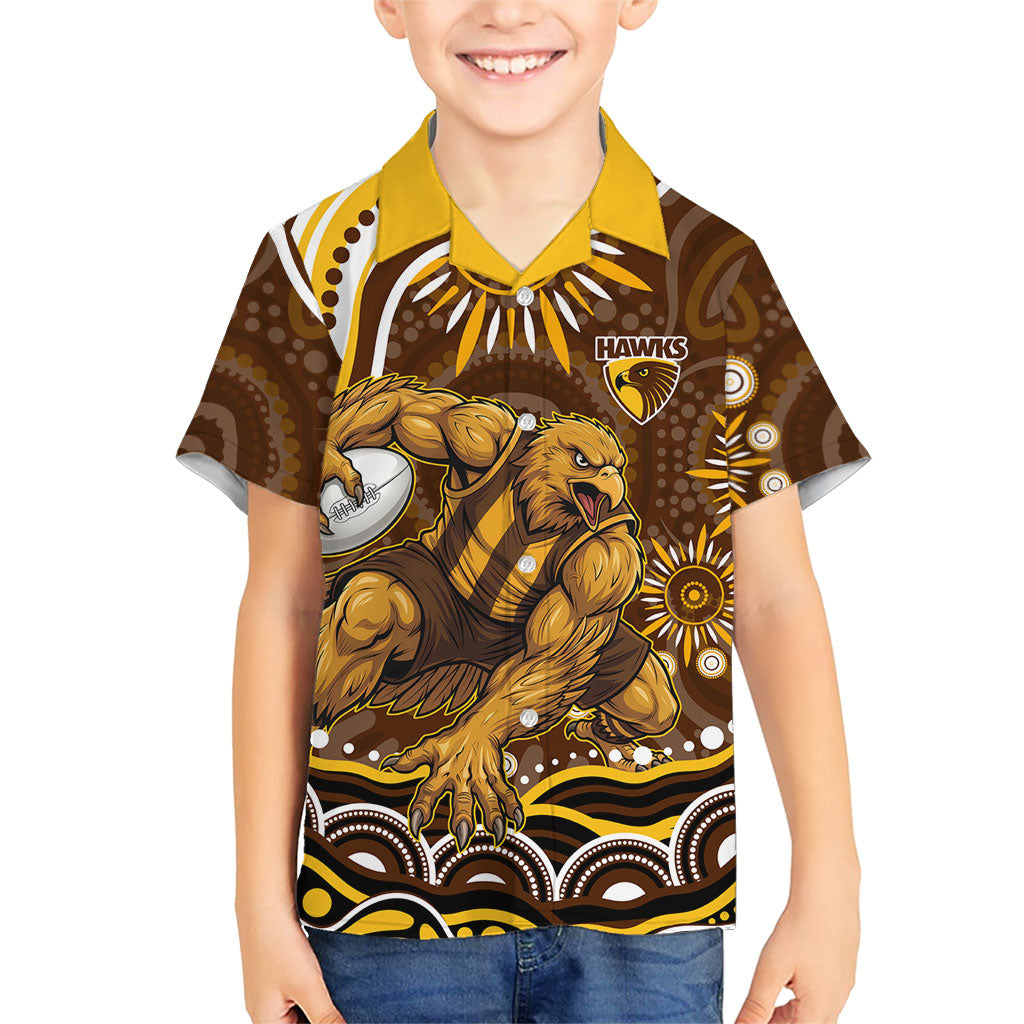 Personalized Hawthorn Hawks AFL Mascot Hawaiian Shirt Aboriginal Dot Art - Dreamtime Football Mascot
