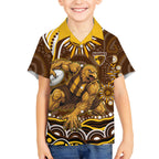 Personalized Hawthorn Hawks AFL Mascot Hawaiian Shirt Aboriginal Dot Art - Dreamtime Football Mascot