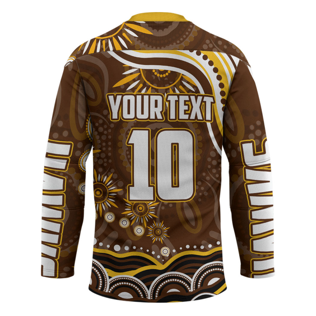 Personalized Hawthorn Hawks AFL Mascot Hockey Jersey Aboriginal Dot Art - Dreamtime Football Mascot