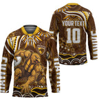 Personalized Hawthorn Hawks AFL Mascot Hockey Jersey Aboriginal Dot Art - Dreamtime Football Mascot