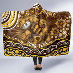 Personalized Hawthorn Hawks AFL Mascot Hooded Blanket Aboriginal Dot Art - Dreamtime Football Mascot
