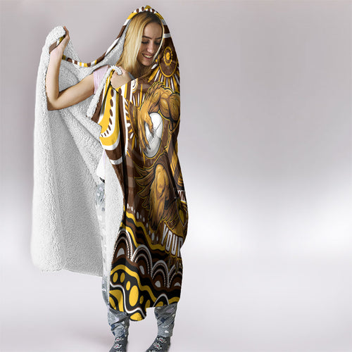 Personalized Hawthorn Hawks AFL Mascot Hooded Blanket Aboriginal Dot Art - Dreamtime Football Mascot