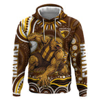 Personalized Hawthorn Hawks AFL Mascot Hoodie Aboriginal Dot Art - Dreamtime Football Mascot