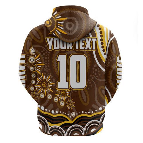 Personalized Hawthorn Hawks AFL Mascot Hoodie Aboriginal Dot Art - Dreamtime Football Mascot