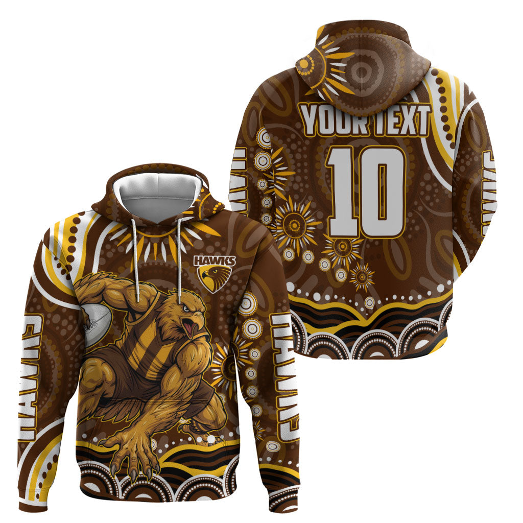 Personalized Hawthorn Hawks AFL Mascot Hoodie Aboriginal Dot Art - Dreamtime Football Mascot