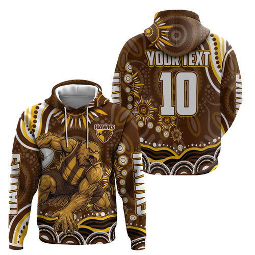 Personalized Hawthorn Hawks AFL Mascot Hoodie Aboriginal Dot Art - Dreamtime Football Mascot