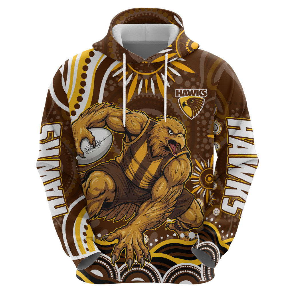 Personalized Hawthorn Hawks AFL Mascot Hoodie Aboriginal Dot Art - Dreamtime Football Mascot