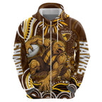 Personalized Hawthorn Hawks AFL Mascot Hoodie Aboriginal Dot Art - Dreamtime Football Mascot
