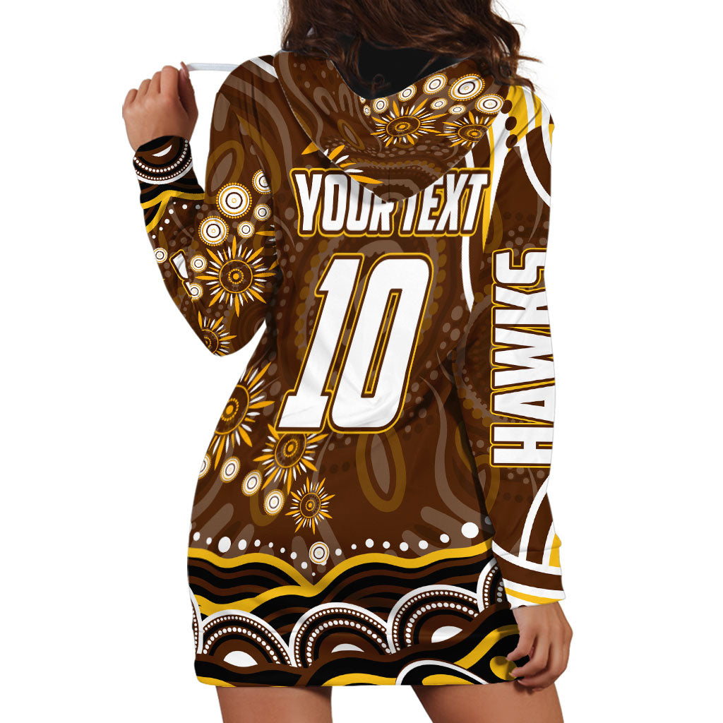 Personalized Hawthorn Hawks AFL Mascot Hoodie Dress Aboriginal Dot Art - Dreamtime Football Mascot