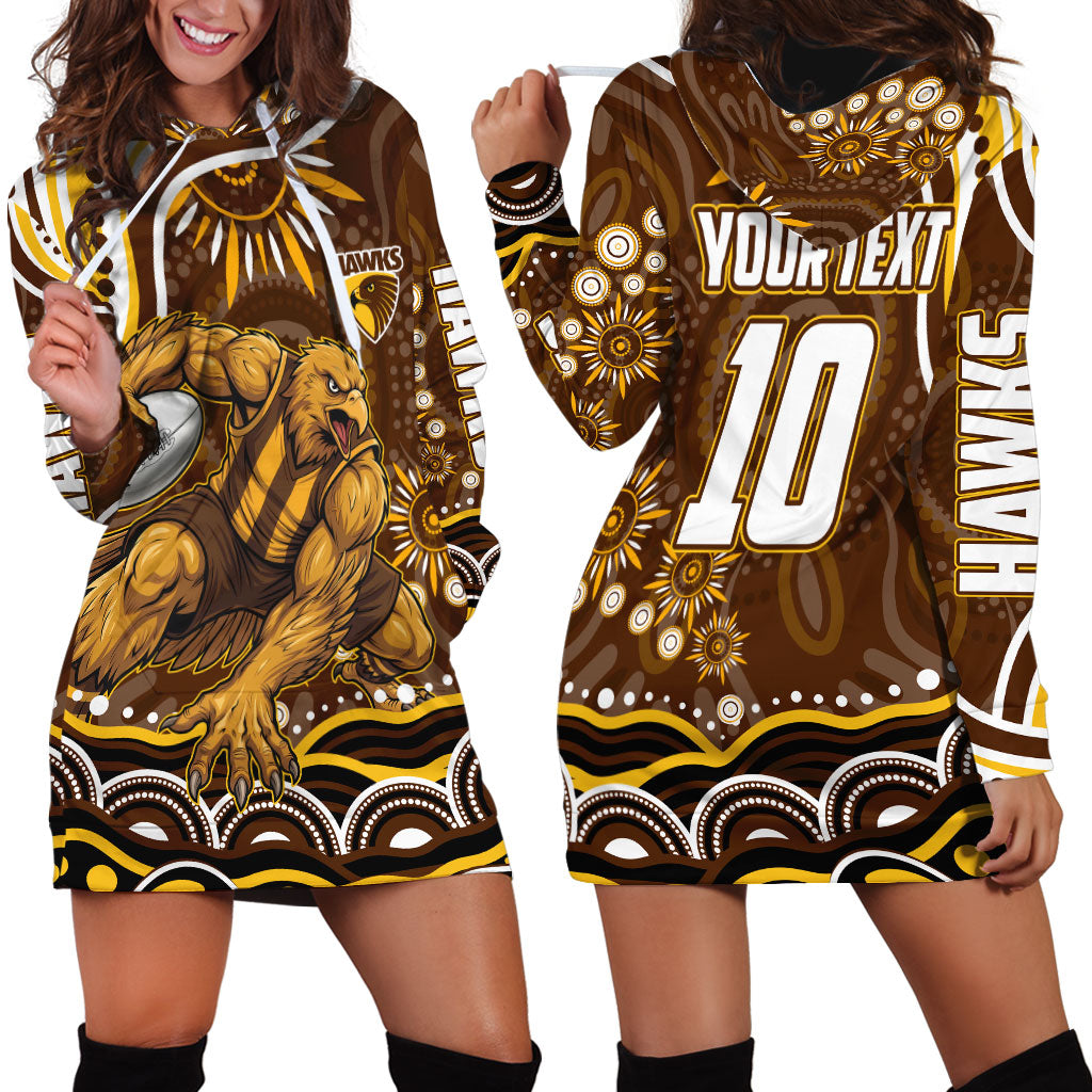 Personalized Hawthorn Hawks AFL Mascot Hoodie Dress Aboriginal Dot Art - Dreamtime Football Mascot
