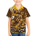 Personalized Hawthorn Hawks AFL Mascot Kid Hawaiian Shirt Aboriginal Dot Art - Dreamtime Football Mascot