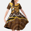 Personalized Hawthorn Hawks AFL Mascot Kid Short Sleeve Dress Aboriginal Dot Art - Dreamtime Football Mascot