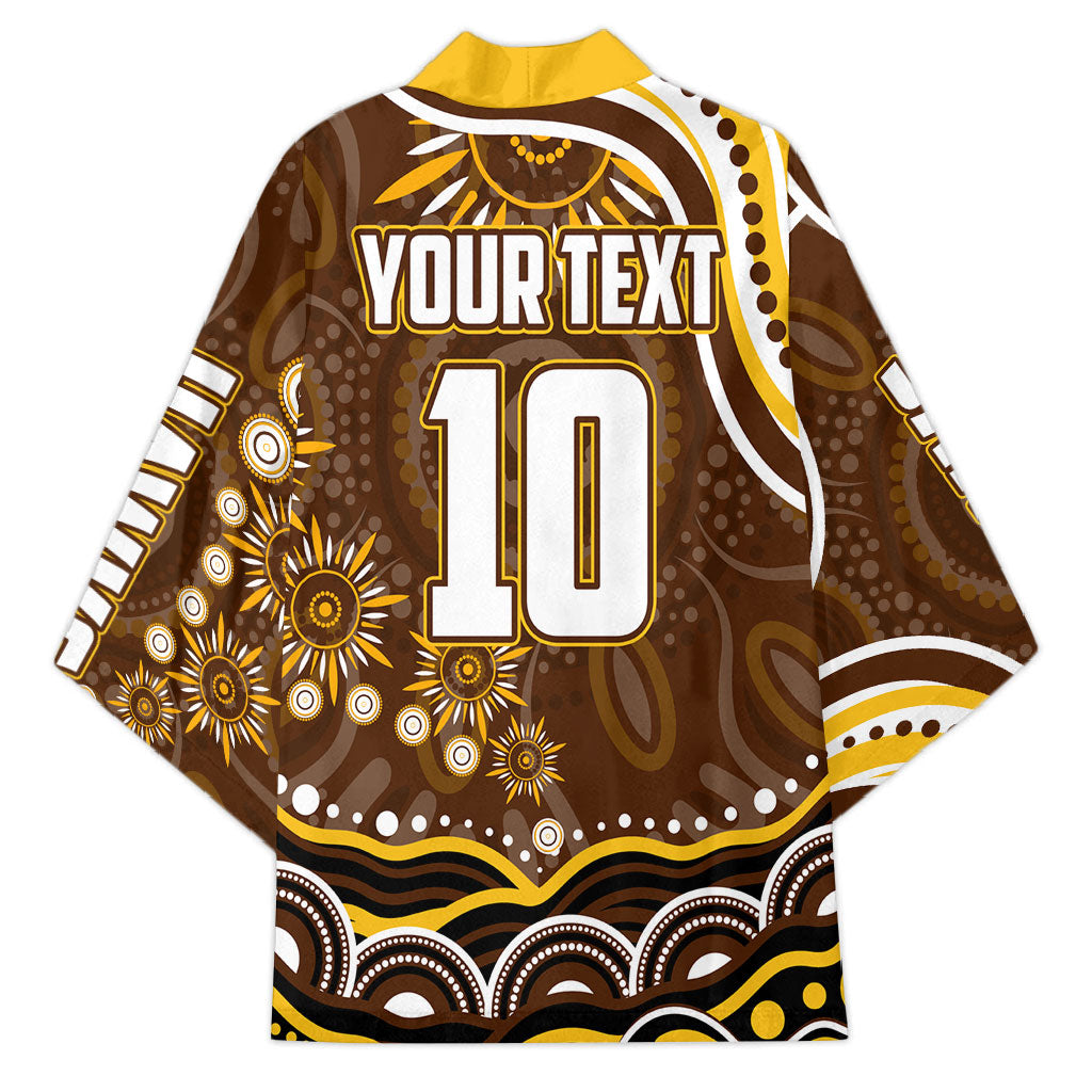 Personalized Hawthorn Hawks AFL Mascot Kimono Aboriginal Dot Art - Dreamtime Football Mascot