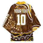 Personalized Hawthorn Hawks AFL Mascot Kimono Aboriginal Dot Art - Dreamtime Football Mascot