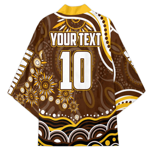 Personalized Hawthorn Hawks AFL Mascot Kimono Aboriginal Dot Art - Dreamtime Football Mascot