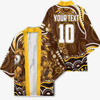 Personalized Hawthorn Hawks AFL Mascot Kimono Aboriginal Dot Art - Dreamtime Football Mascot
