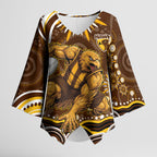 Personalized Hawthorn Hawks AFL Mascot Kimono Sleeve Blouse Aboriginal Dot Art - Dreamtime Football Mascot
