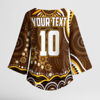 Personalized Hawthorn Hawks AFL Mascot Kimono Sleeve Blouse Aboriginal Dot Art - Dreamtime Football Mascot