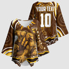 Personalized Hawthorn Hawks AFL Mascot Kimono Sleeve Blouse Aboriginal Dot Art - Dreamtime Football Mascot