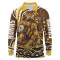 Personalized Hawthorn Hawks AFL Mascot Long Sleeve Polo Shirt Aboriginal Dot Art - Dreamtime Football Mascot
