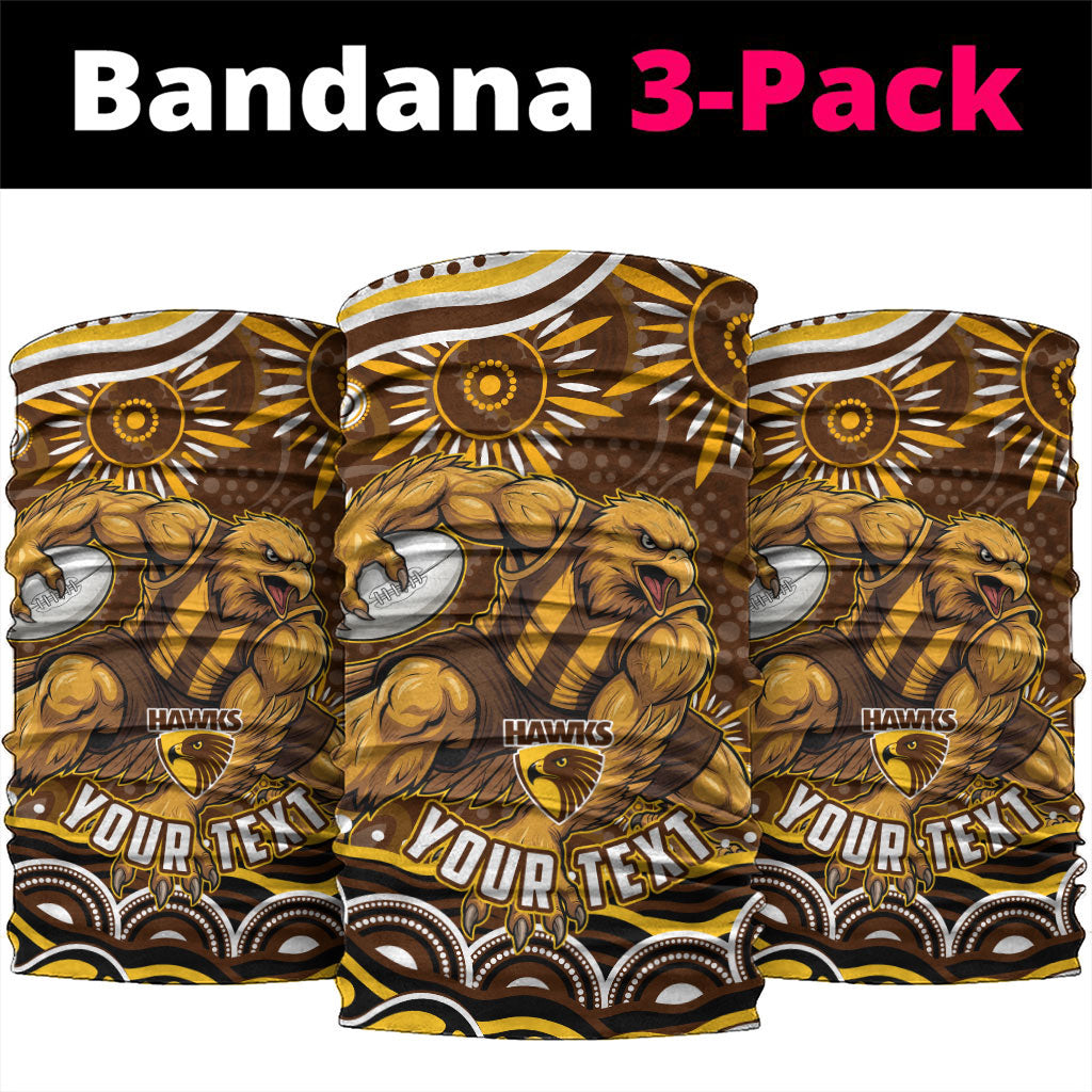 Personalized Hawthorn Hawks AFL Mascot Neck Gaiter Aboriginal Dot Art - Dreamtime Football Mascot