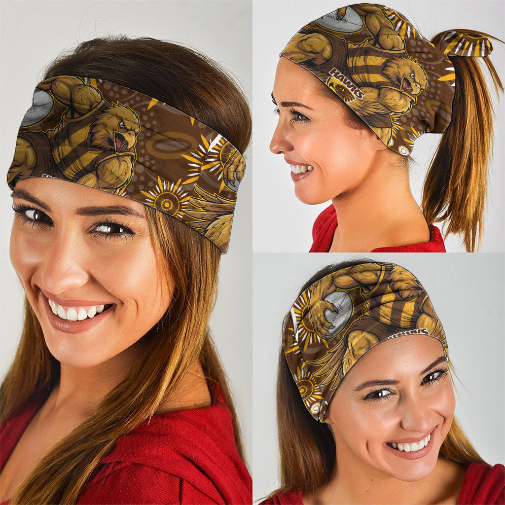 Personalized Hawthorn Hawks AFL Mascot Neck Gaiter Aboriginal Dot Art - Dreamtime Football Mascot