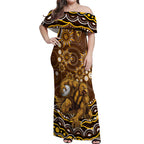 Personalized Hawthorn Hawks AFL Mascot Off Shoulder Maxi Dress Aboriginal Dot Art - Dreamtime Football Mascot