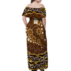 Personalized Hawthorn Hawks AFL Mascot Off Shoulder Maxi Dress Aboriginal Dot Art - Dreamtime Football Mascot