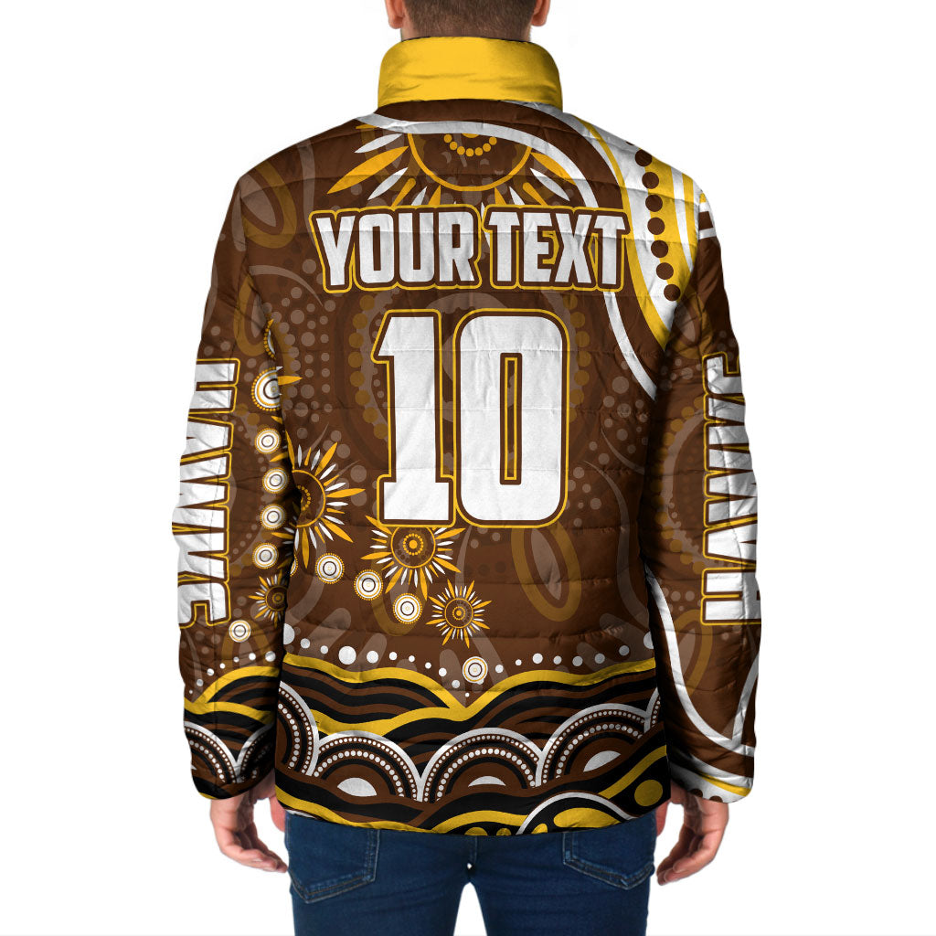 Personalized Hawthorn Hawks AFL Mascot Padded Jacket Aboriginal Dot Art - Dreamtime Football Mascot