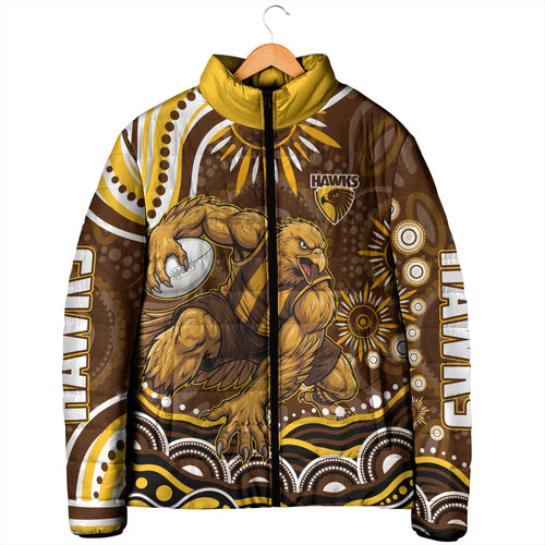 Personalized Hawthorn Hawks AFL Mascot Padded Jacket Aboriginal Dot Art - Dreamtime Football Mascot