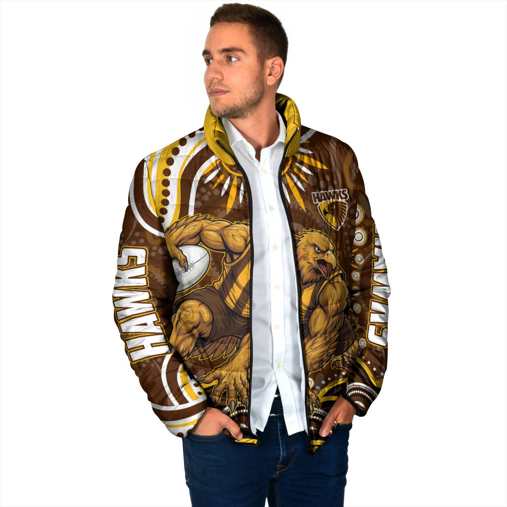 Personalized Hawthorn Hawks AFL Mascot Padded Jacket Aboriginal Dot Art - Dreamtime Football Mascot