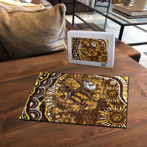Personalized Hawthorn Hawks AFL Mascot Puzzle Aboriginal Dot Art - Dreamtime Football Mascot